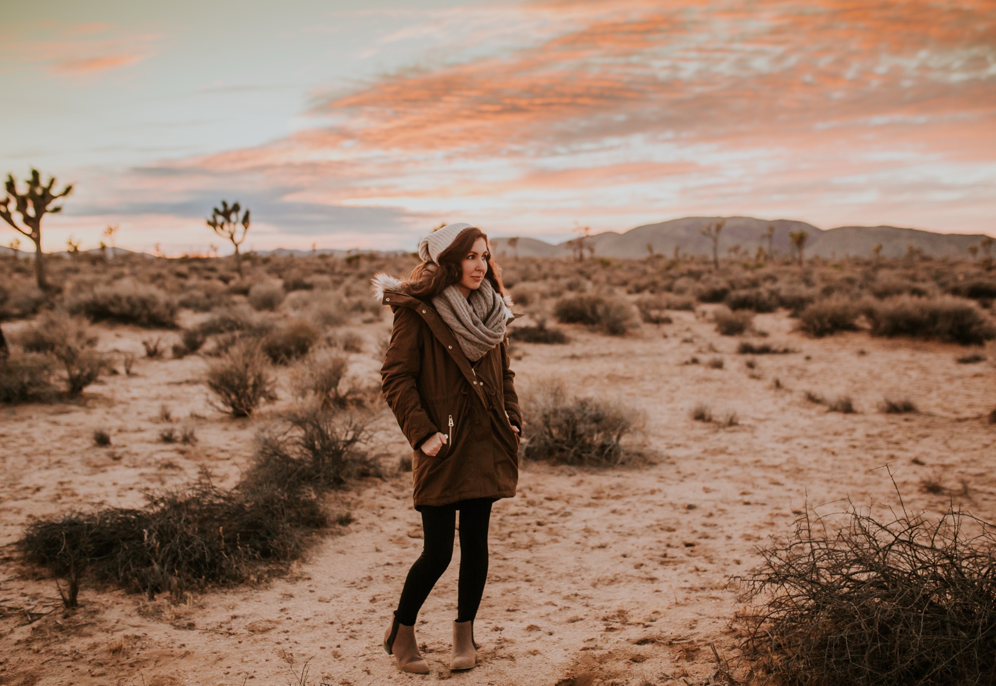 Stephanie Moikeha in Joshua Tree at sunset.