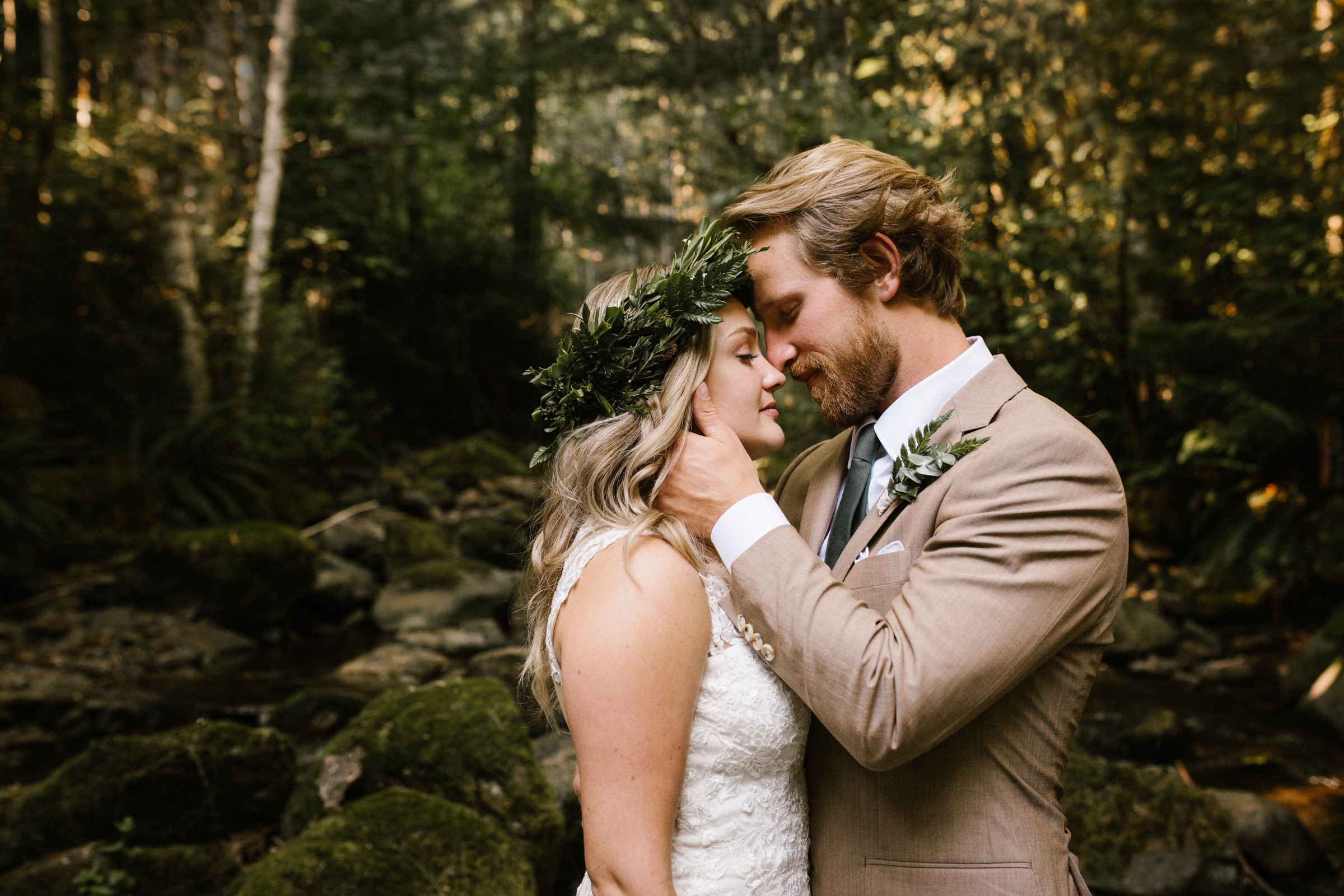 Pacific Northwest forest — couple in a foliage crown.