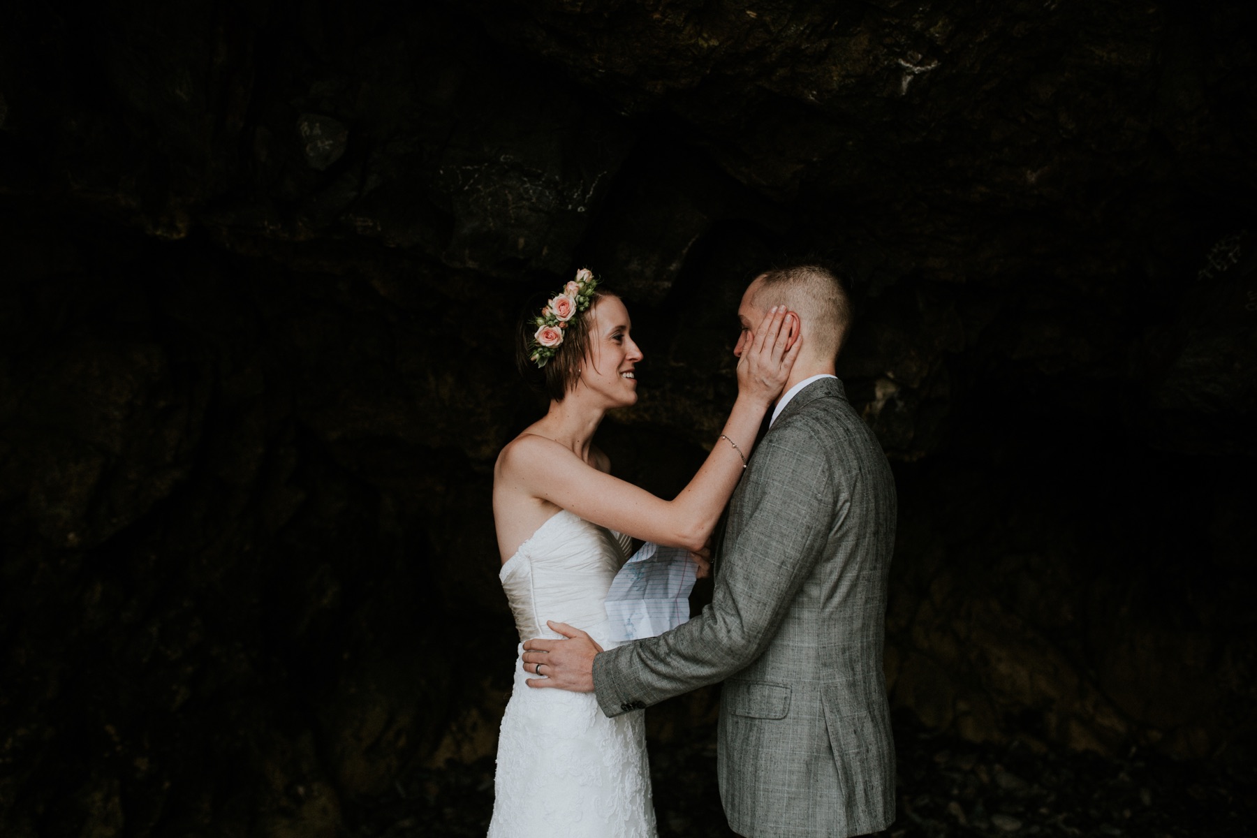 Tasha and Drew in a sea cave on the Oregon Coast.